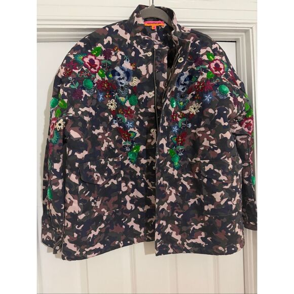Anthropologie / Villagalo Oversized embroidered camo sequin jacket - Picture 4 of 11